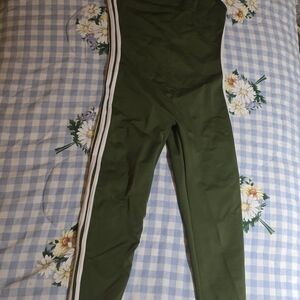Olive Green Jumpsuit with White Stripes